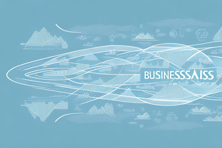 A business landscape with a horizon line