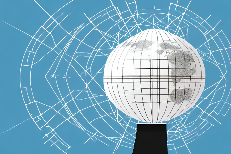 A globe with arrows radiating outwards to represent international expansion