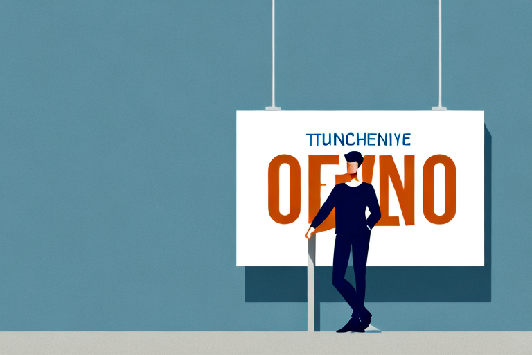 A person standing in front of a building with a sign that reads "franchise opportunity" to represent the idea of turning job loss into opportunity