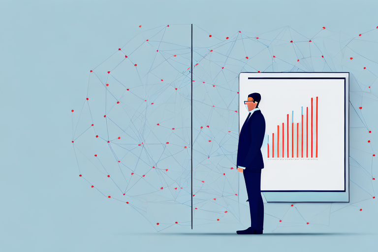 A person standing in front of a large graph