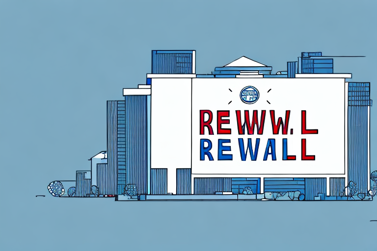 A building with a large 'renewal' sign above it