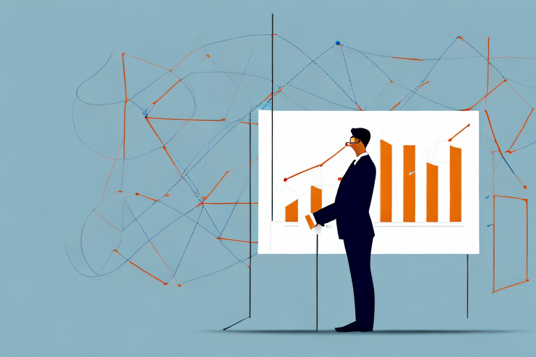 A business owner standing in front of a graph showing the performance of their franchise