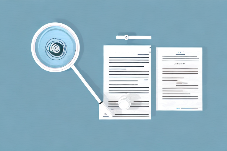 A stack of documents with a magnifying glass hovering over them