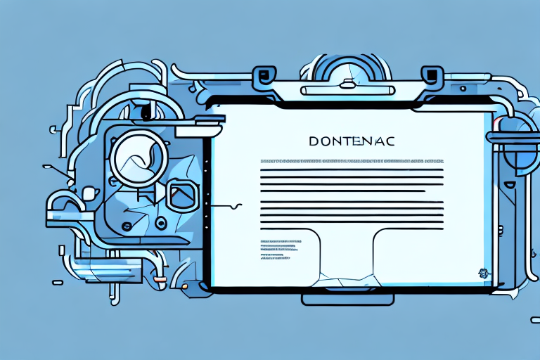 A futuristic device with a contract document hovering above it