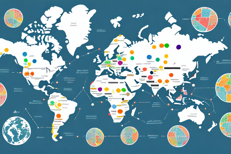 A map with different colored shapes to represent the different franchise territories