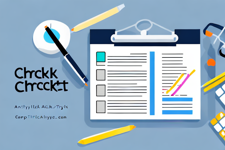 A checklist with a graph and a calculator to represent tracking return on investment