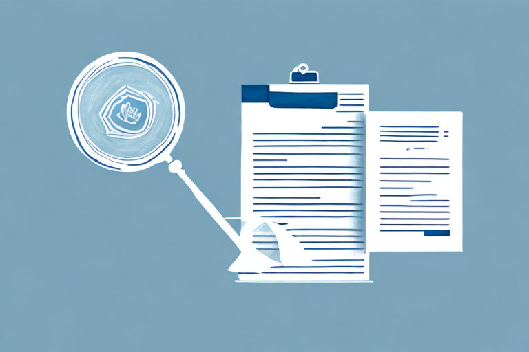 A stack of legal documents with a magnifying glass hovering above them