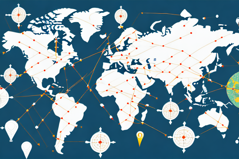 A map of the world with arrows connecting different countries to represent trade agreements