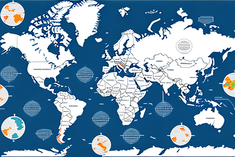 A global map showing the different countries and their trade routes