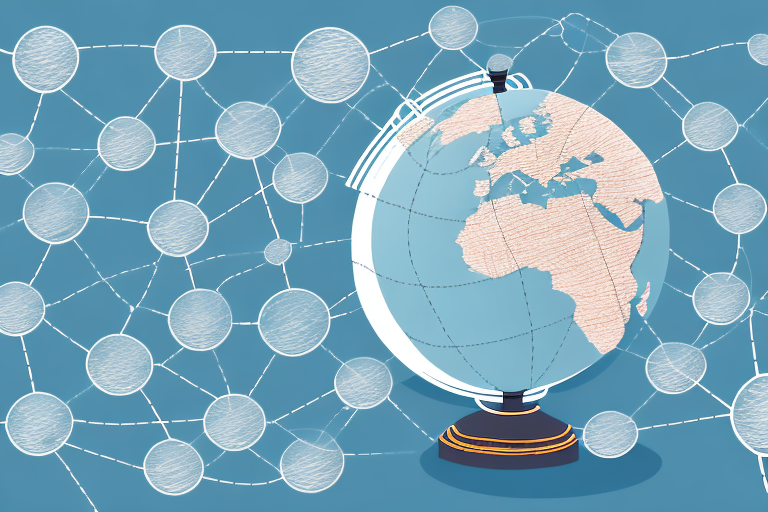 A globe with a network of roads connecting different countries