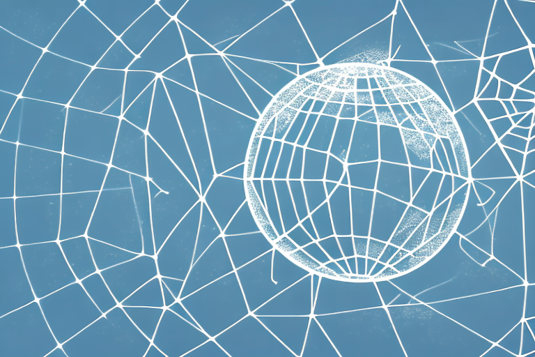 A globe with a web of interconnected lines representing international trade and cybersecurity