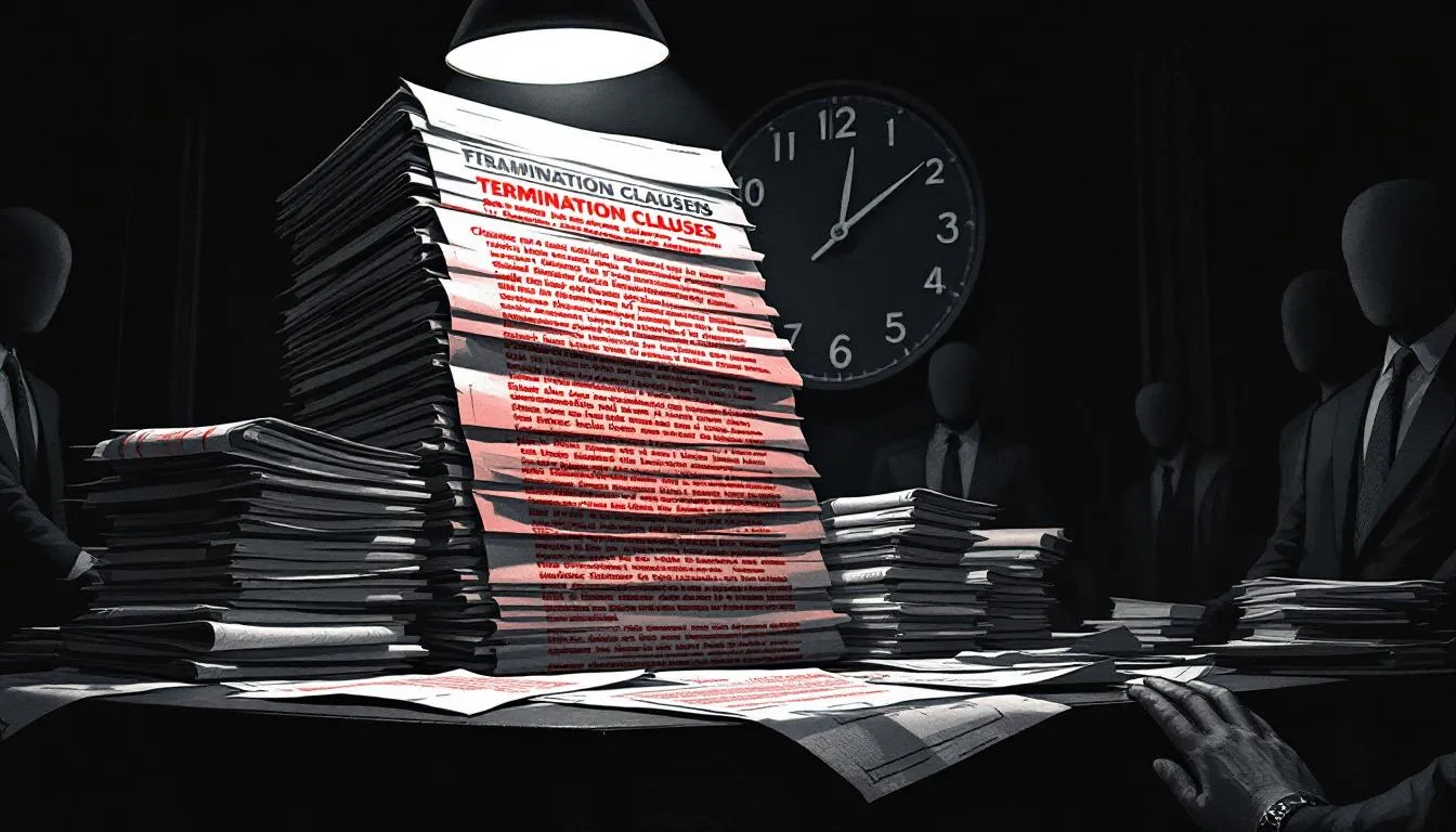 A visual representation of termination clauses and penalties in franchise agreements, highlighting hidden costs.